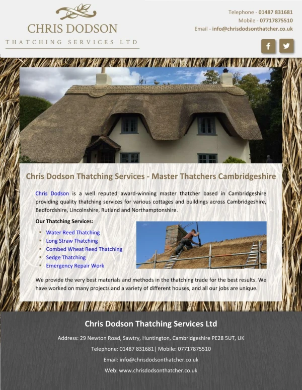 Chris Dodson Thatching Services - Master Thatchers Cambridgeshire