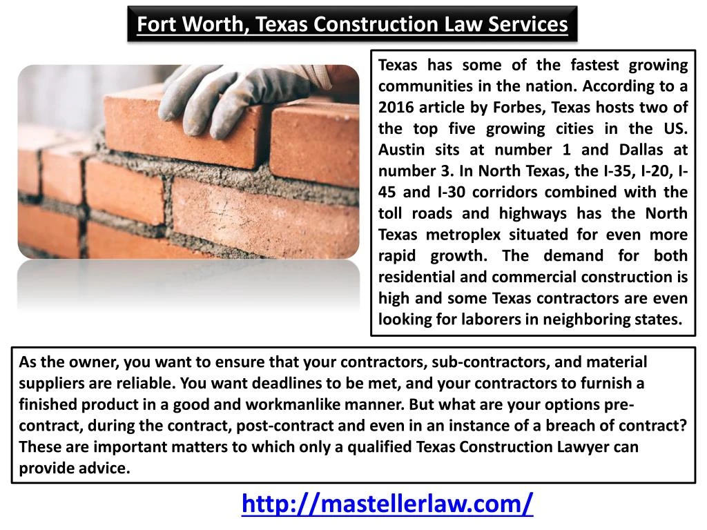 fort worth texas construction law services