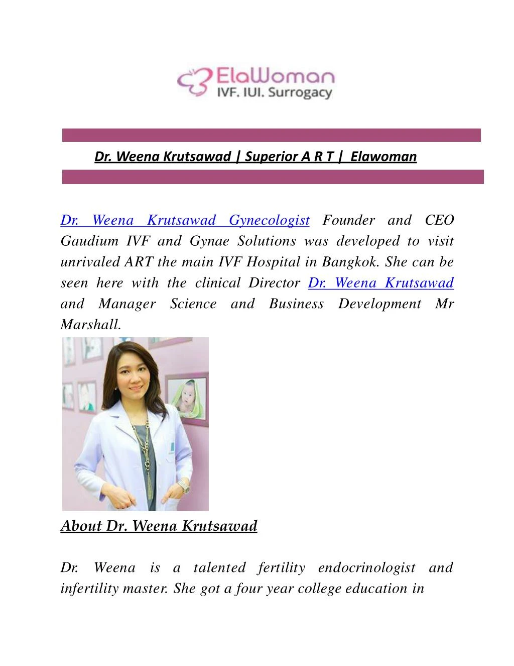 dr weena krutsawad superior a r t elawoman