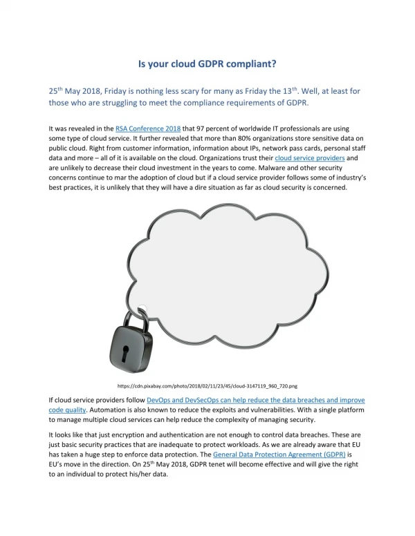 Is your cloud GDPR compliant?