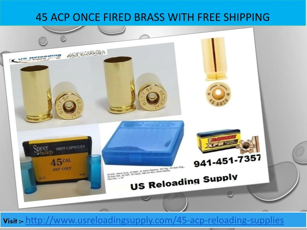 45 acp once fired brass with free shipping