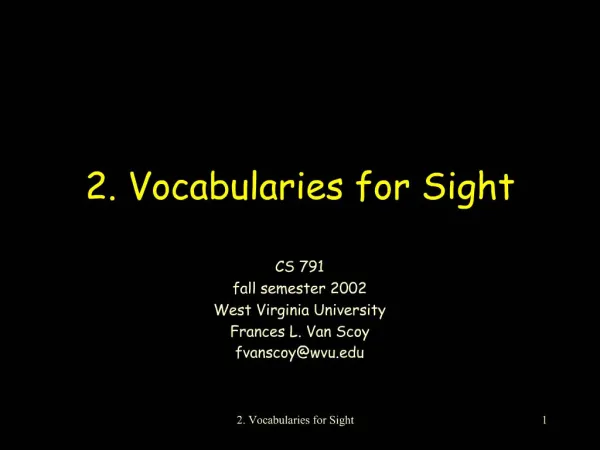 2. Vocabularies for Sight