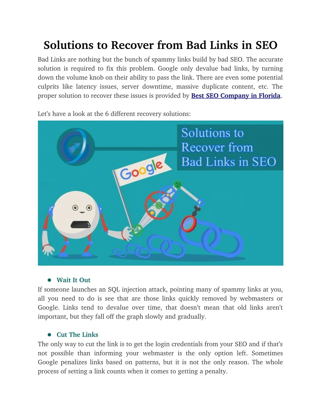solutions to recover from bad links in seo