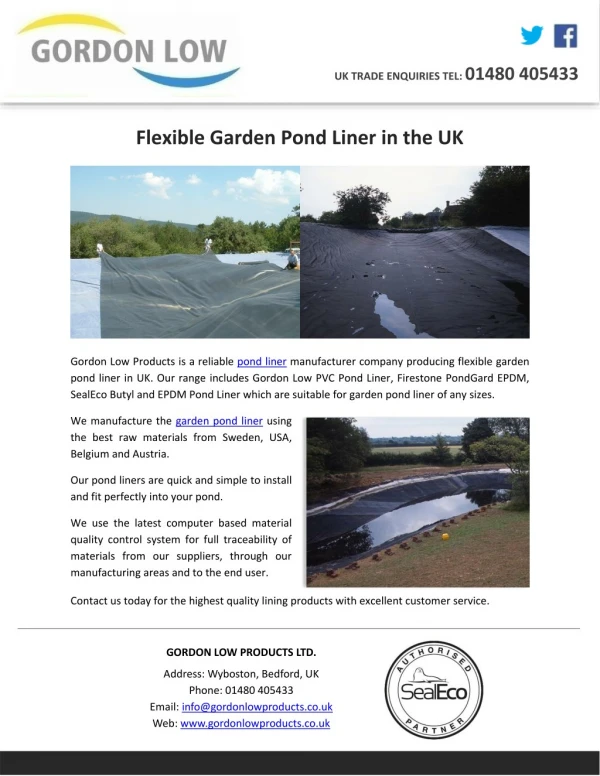 Flexible Garden Pond Liner in the UK
