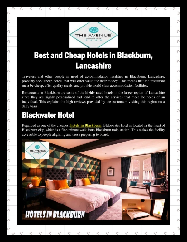 Best and Cheap Hotels in Blackburn