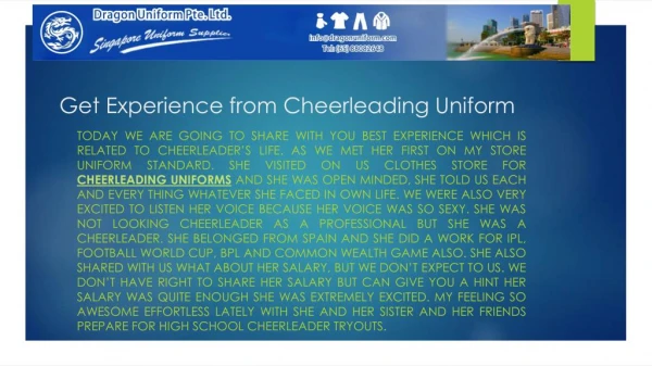 Get Experience from Cheer Leading Uniform