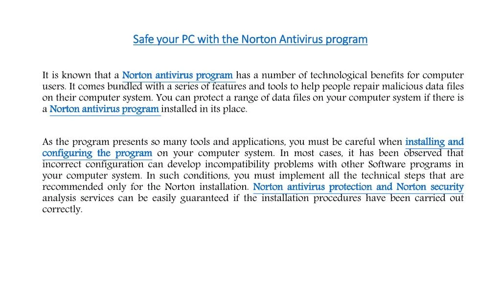 safe your pc with the norton antivirus program