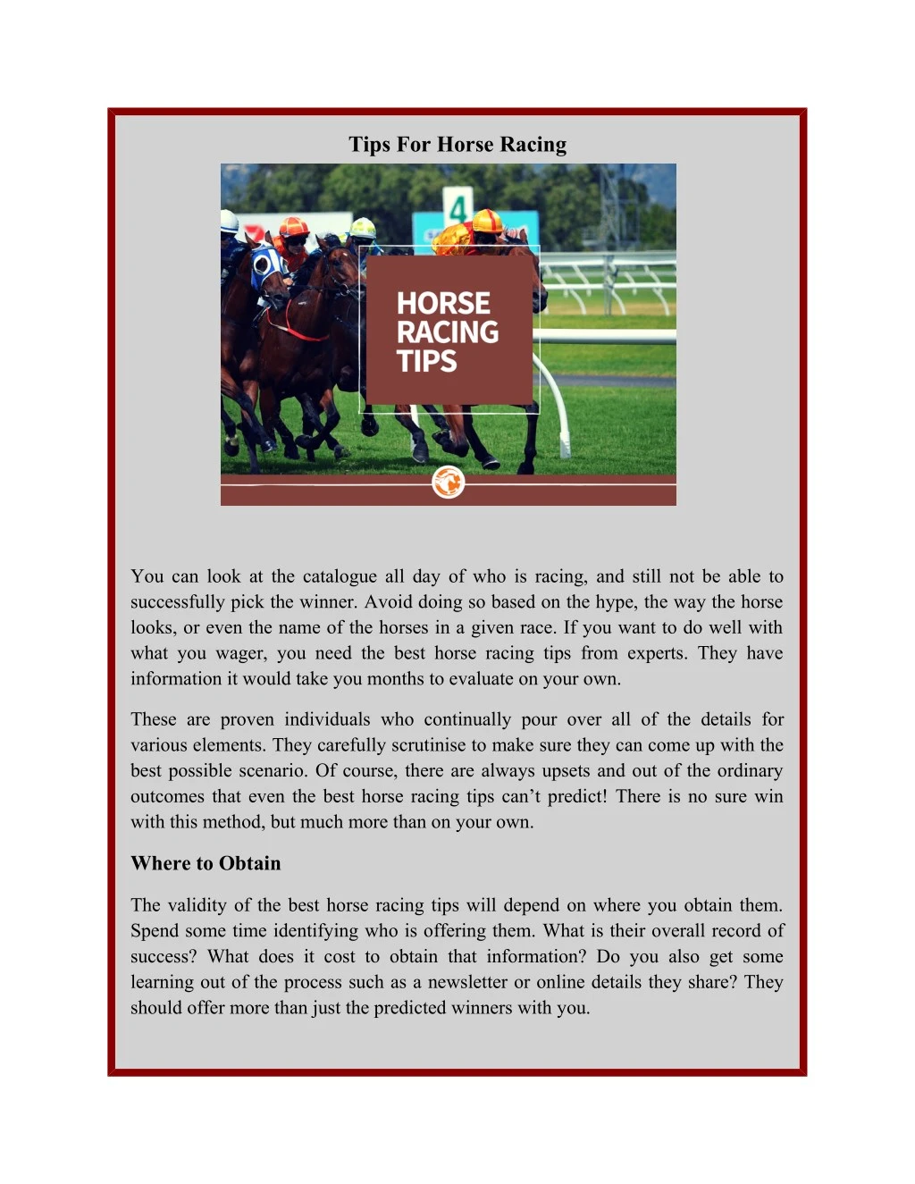 tips for horse racing