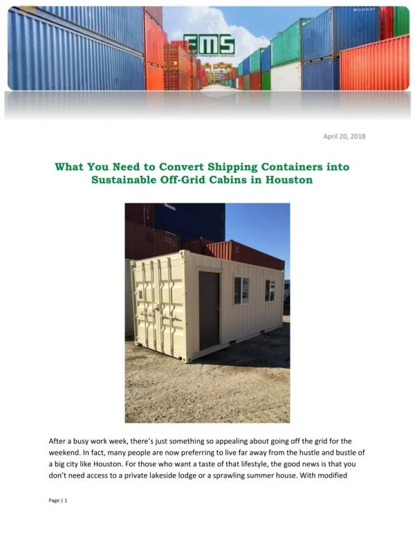 What You Need to Convert Shipping Containers into Sustainable Off-Grid Cabins in Houston