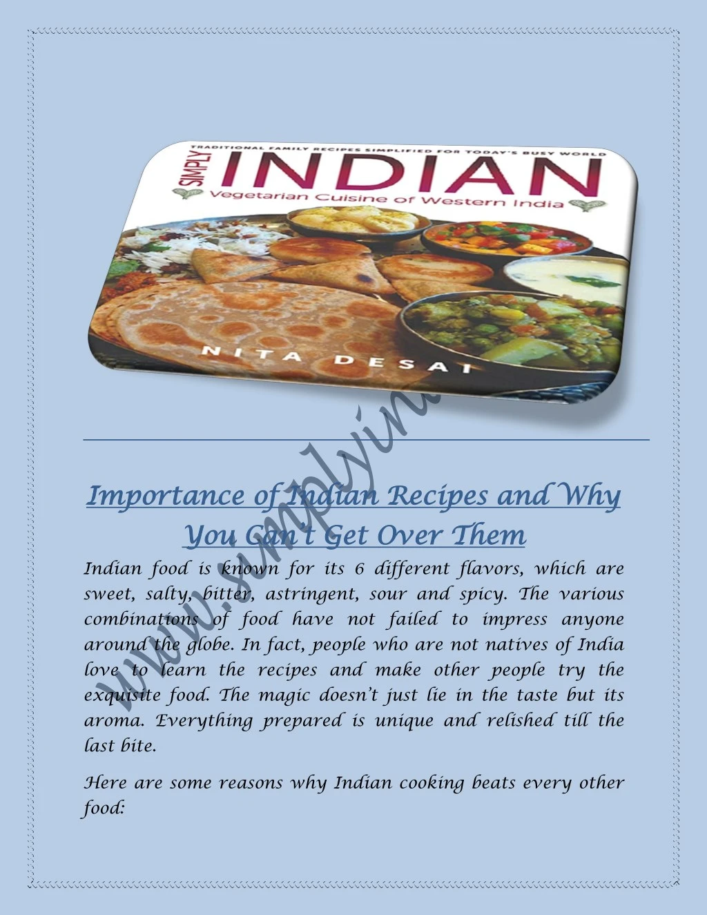 importance of indian recipes and why importance