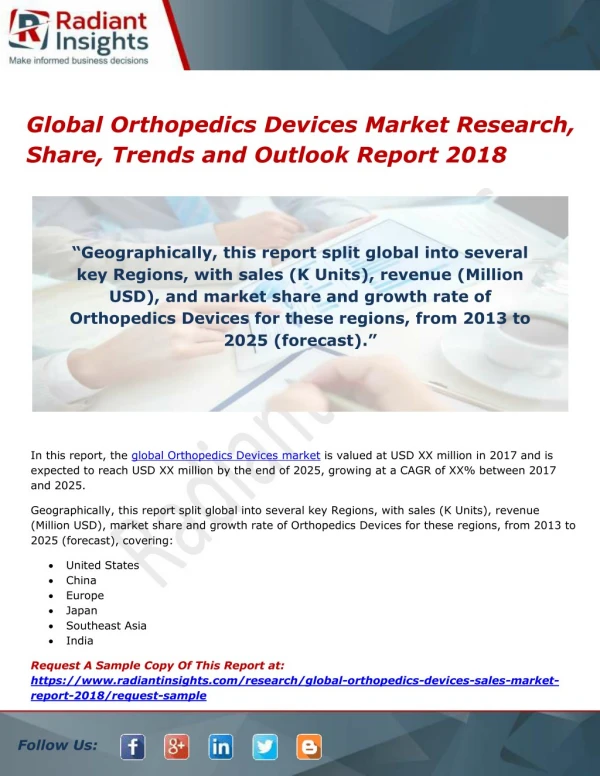 Global orthopedics devices market research, share, trends and outlook report 2018