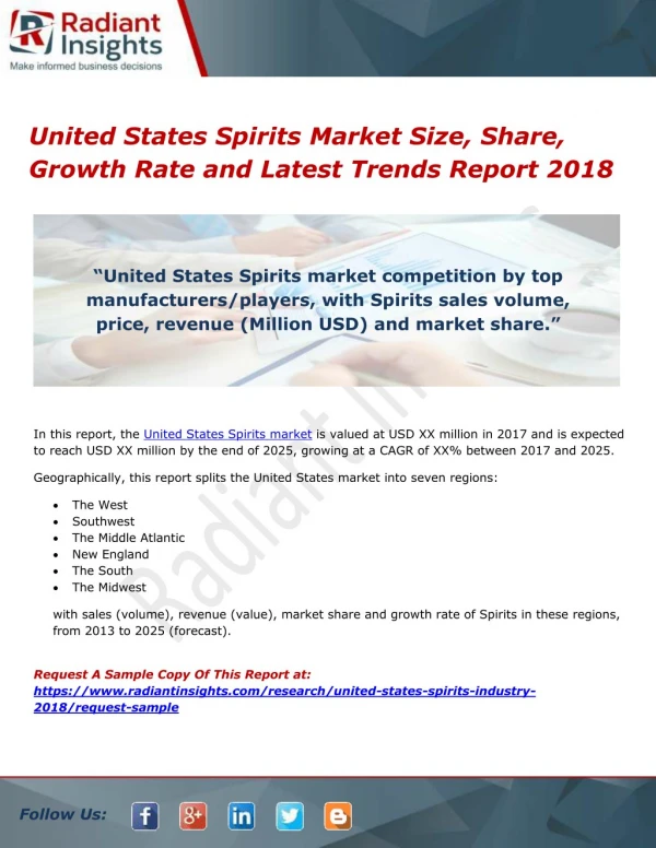 United states spirits market size, share, growth rate and latest trends report 2018