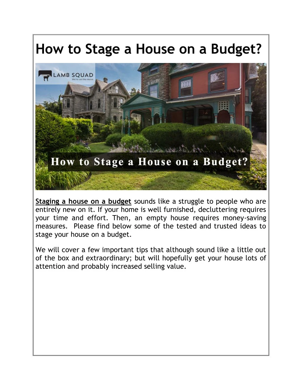 how to stage a house on a budget