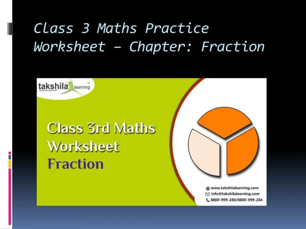 Practice Worksheet for CBSE Class 3 Maths - Fractions | Takshilalearning