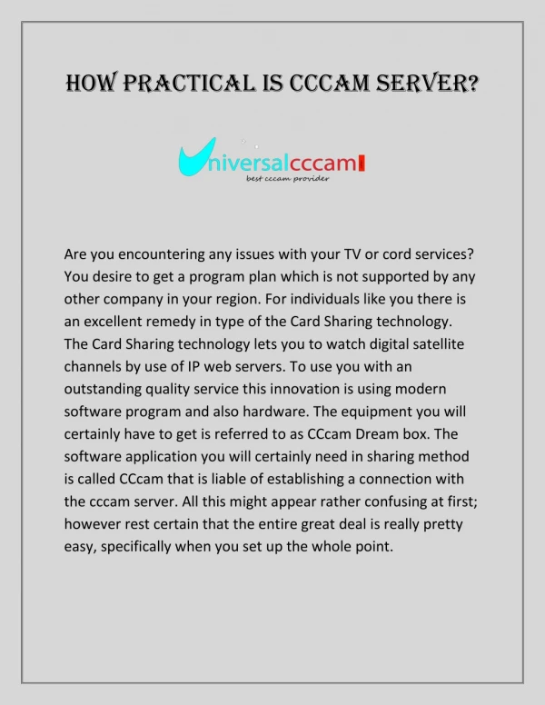How practical is CCcam server