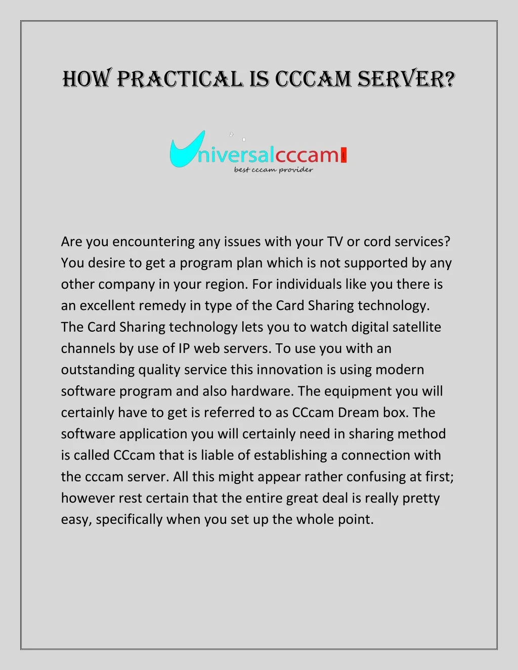 how practical is cccam server