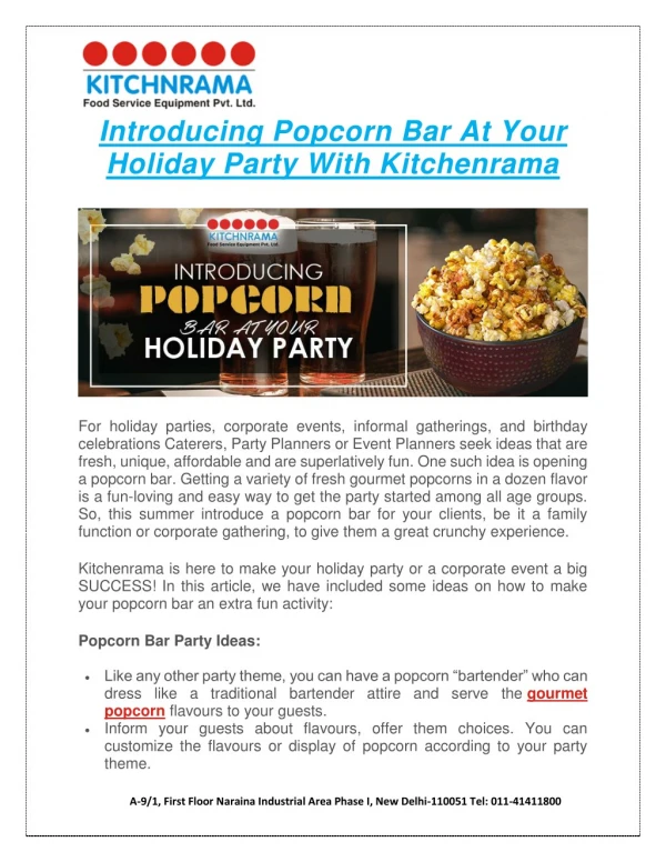 Introducing Popcorn Bar at Your Holiday Party