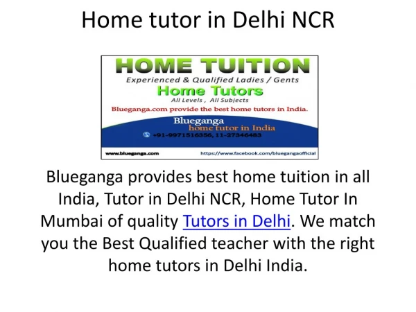 Home Tutor in Delhi NCR