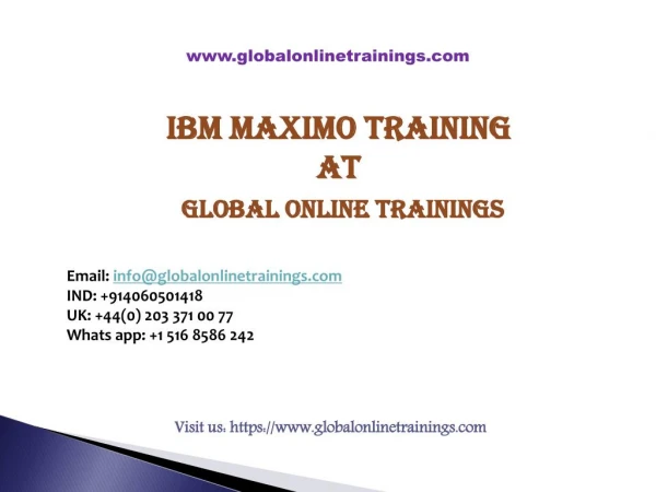 IBM Maximo training PPT download Online
