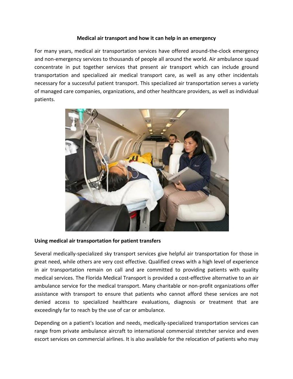 medical air transport and how it can help