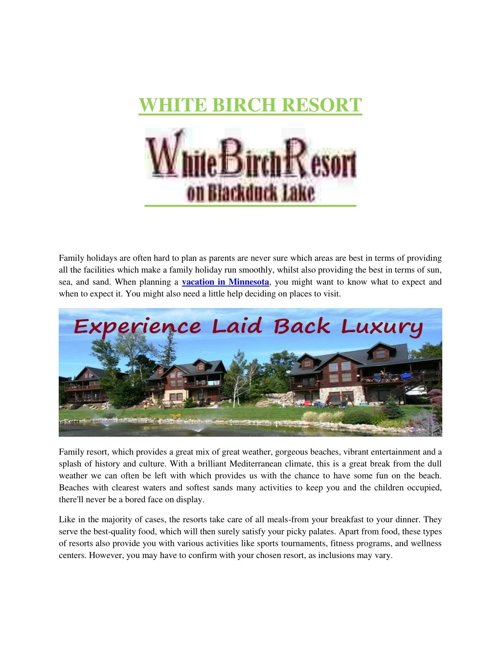 white birch resort