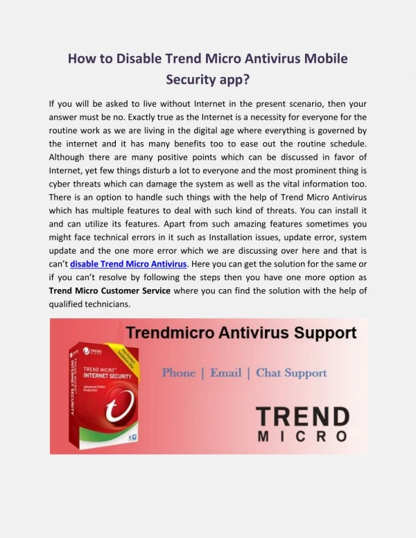 How to Disable Trend Micro Antivirus Mobile Security app?