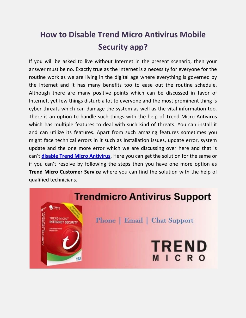 how to disable trend micro antivirus mobile