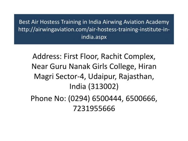 Best Air Hostess Training in India Airwing Aviation Academy