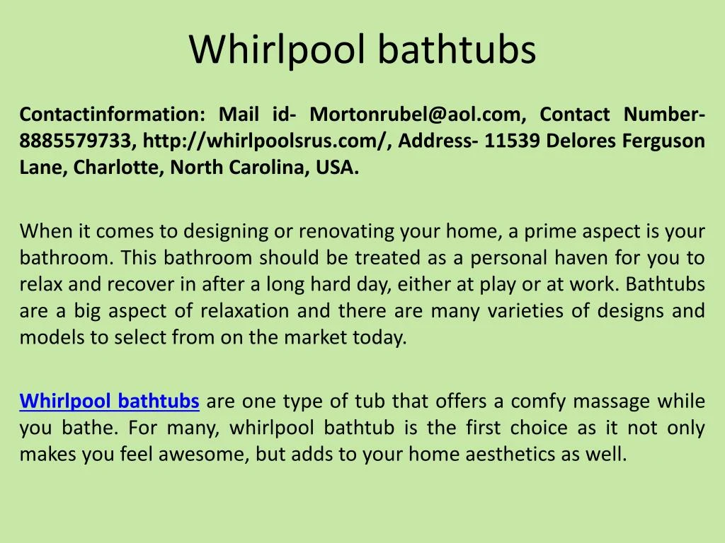 whirlpool bathtubs