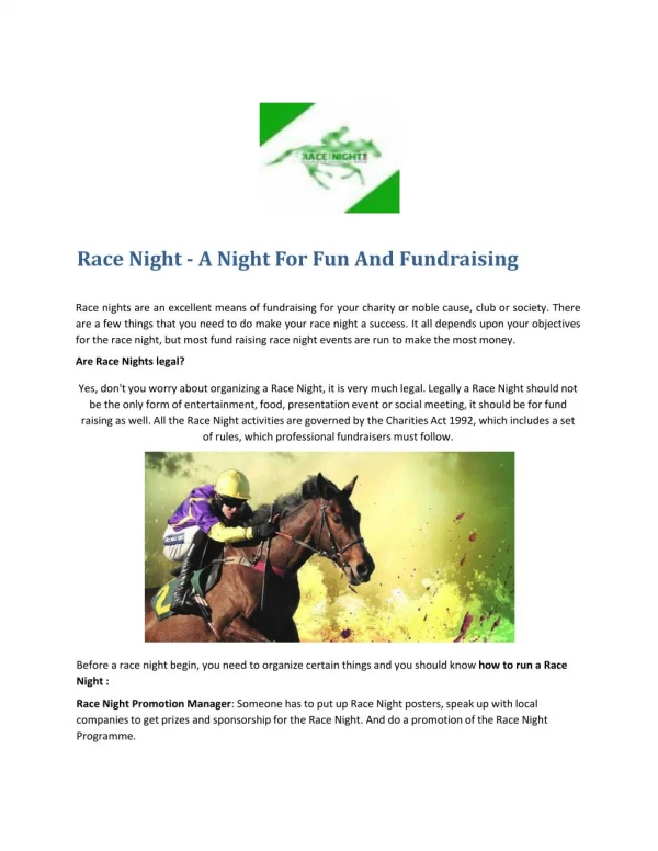 Race Night â€“ A Night For Fun And Fundraising