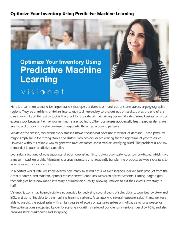 Optimize Your Inventory Using Predictive Machine Learning