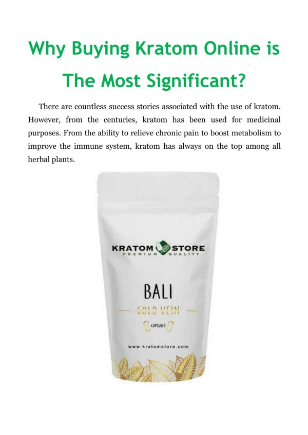 Why Buying Kratom Online is The Most Significant?
