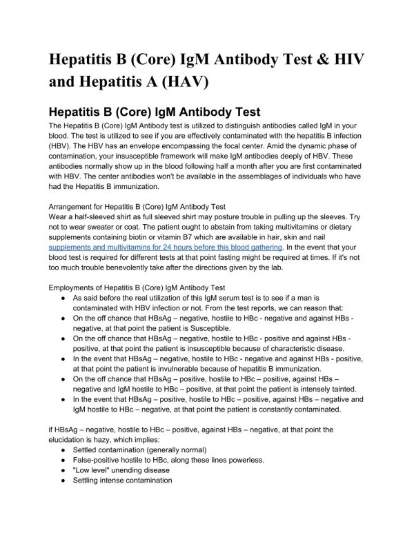 hepatitis b core igm antibody test