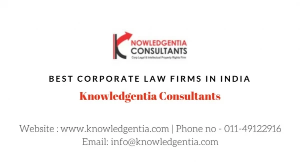 Best Corporate Law Firms In India | Knowledgentia Consultants