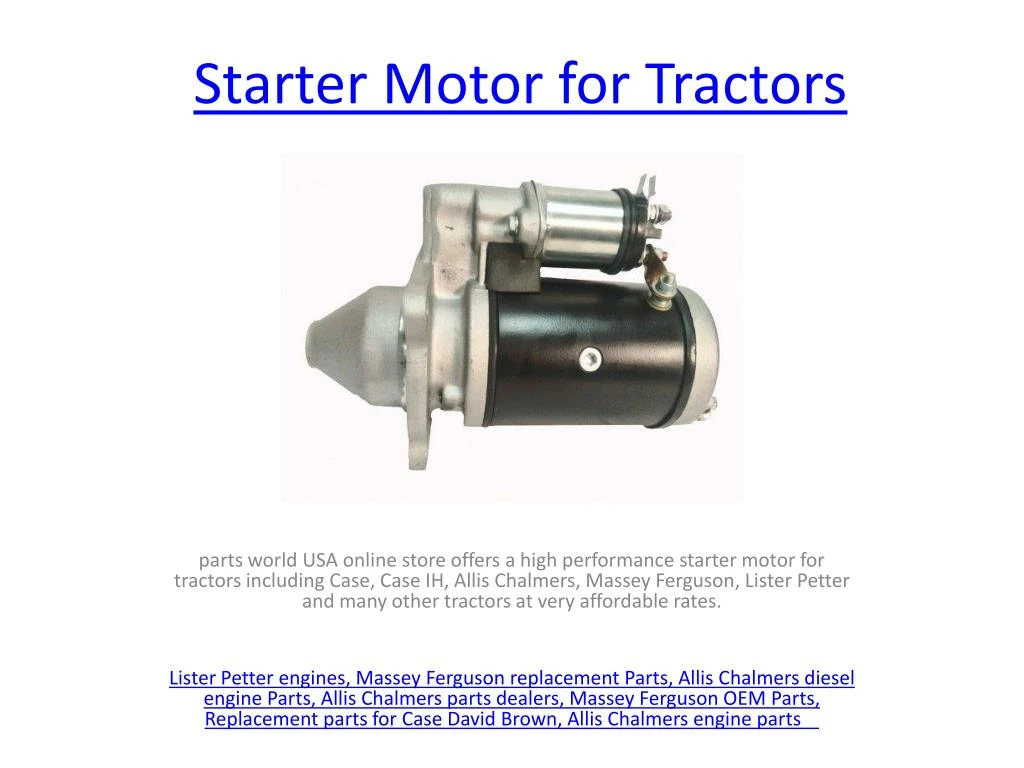 starter motor for tractors