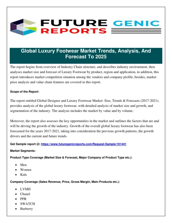Global Luxury Footwear Market Application Investigates Growth Inclinations for the Period Until 2020