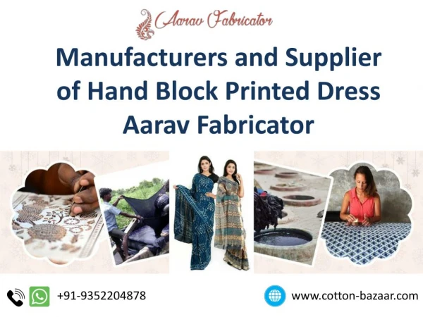 Manufacturers and Supplier of Hand Block Printed Dress - Aarav Fabricator