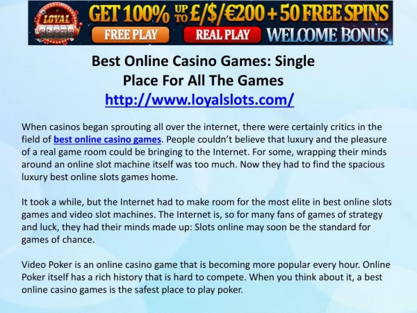 best online casino games single place