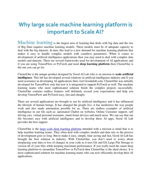 Why large scale machine learning platform is important to Scale AI?