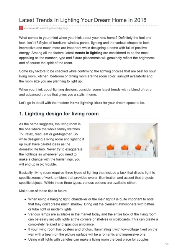 Latest trends in lighting your dream home in 2018