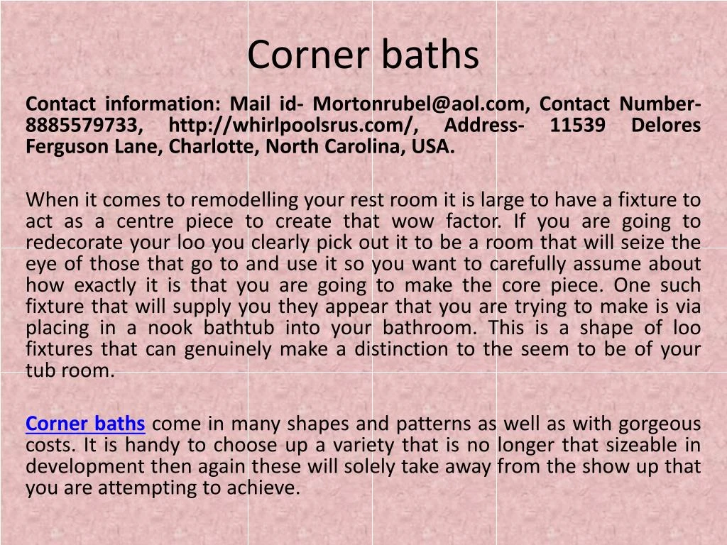 corner baths
