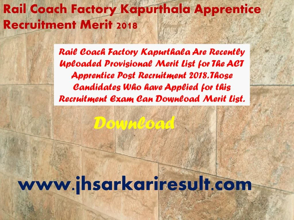 rail coach factory kapurthala apprentice