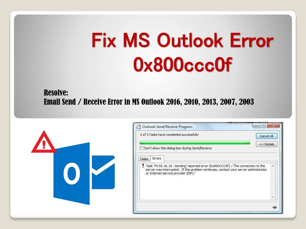 fix ms outlook error 0x800ccc0f