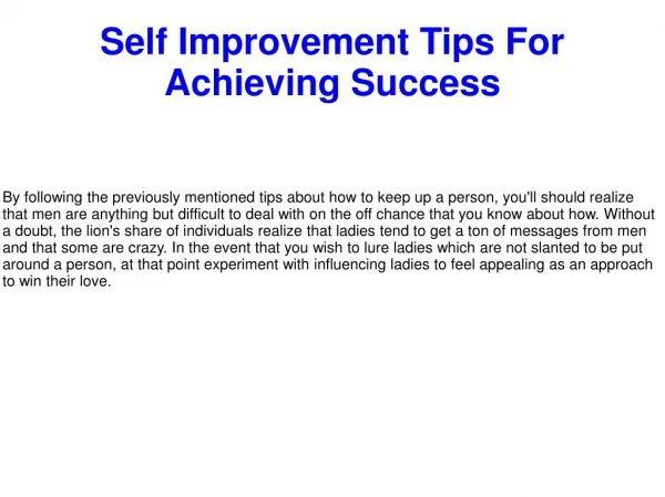 Self Improvement Tips For Achieving Success