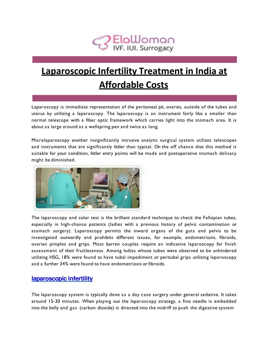 laparoscopic infertility treatment in india at affordable costs