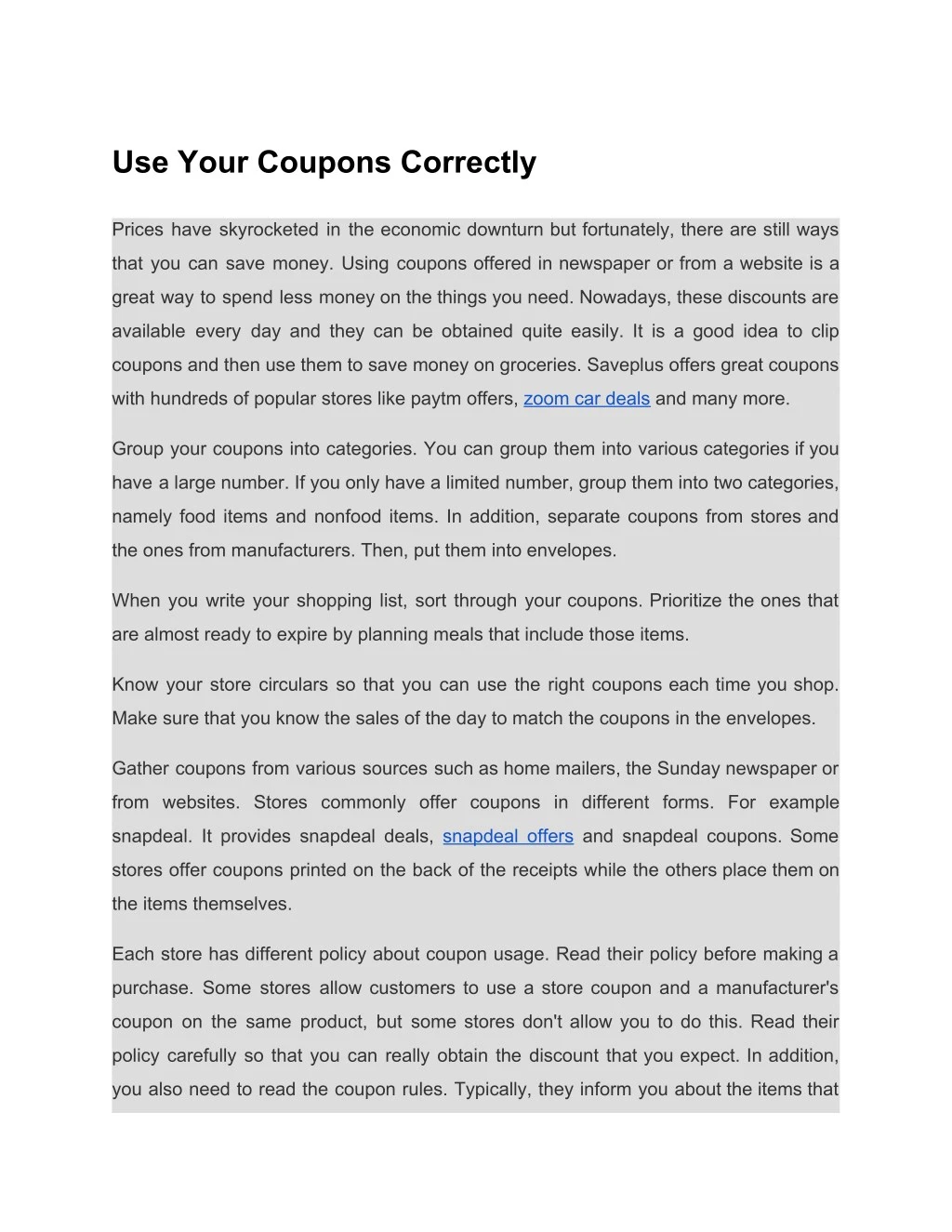 use your coupons correctly