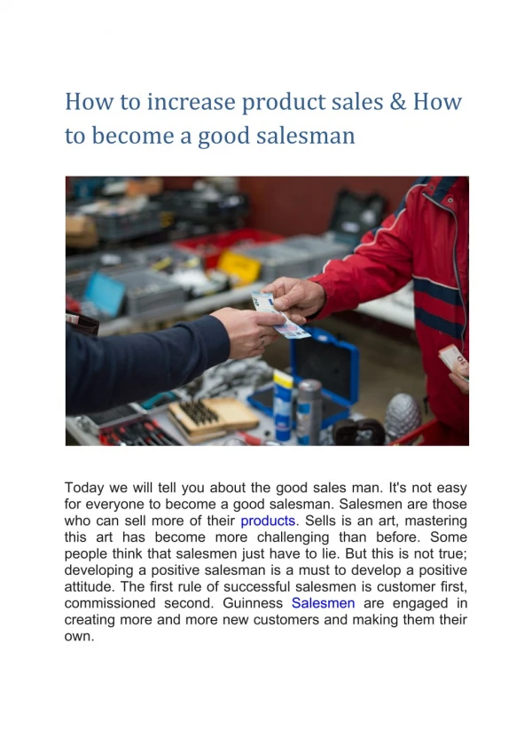 How to increase product sales & How to become a good salesman
