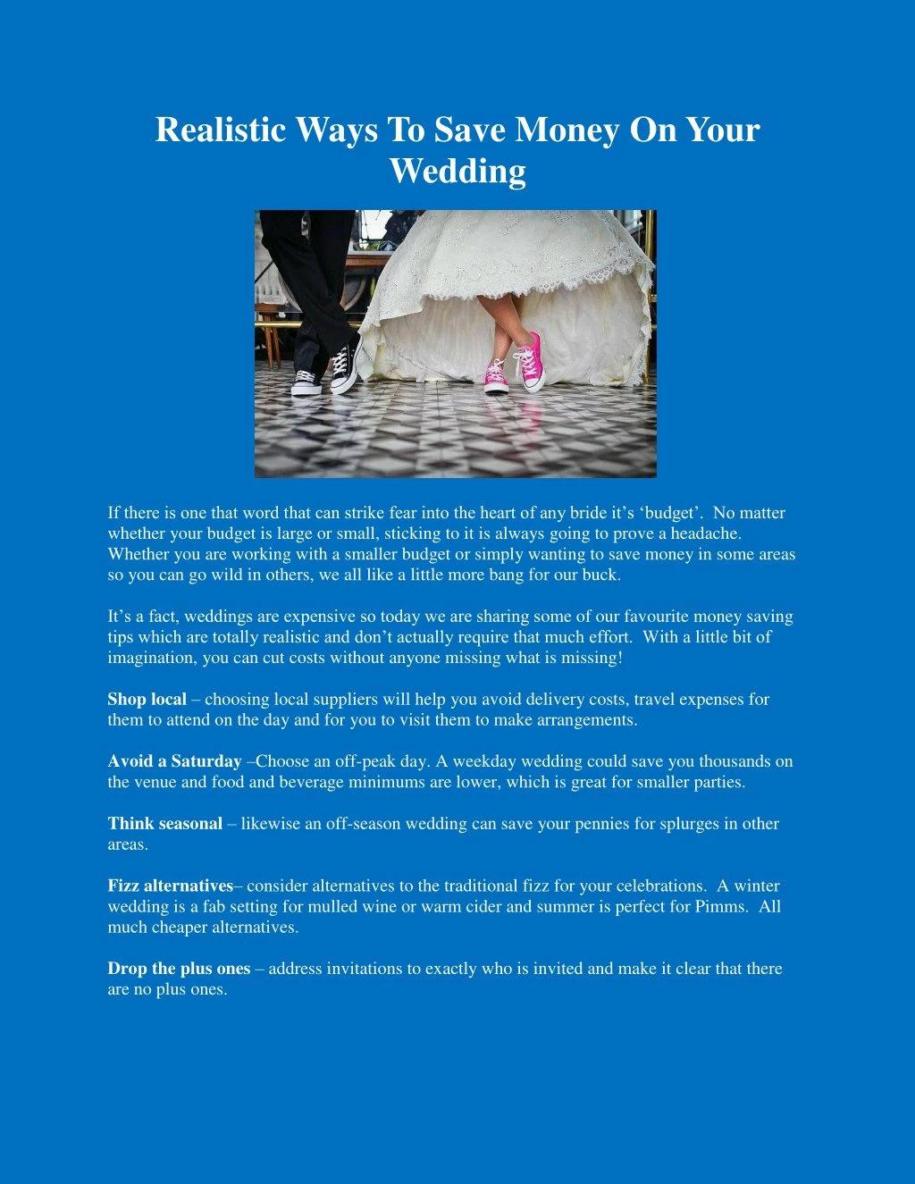 realistic ways to save money on your wedding