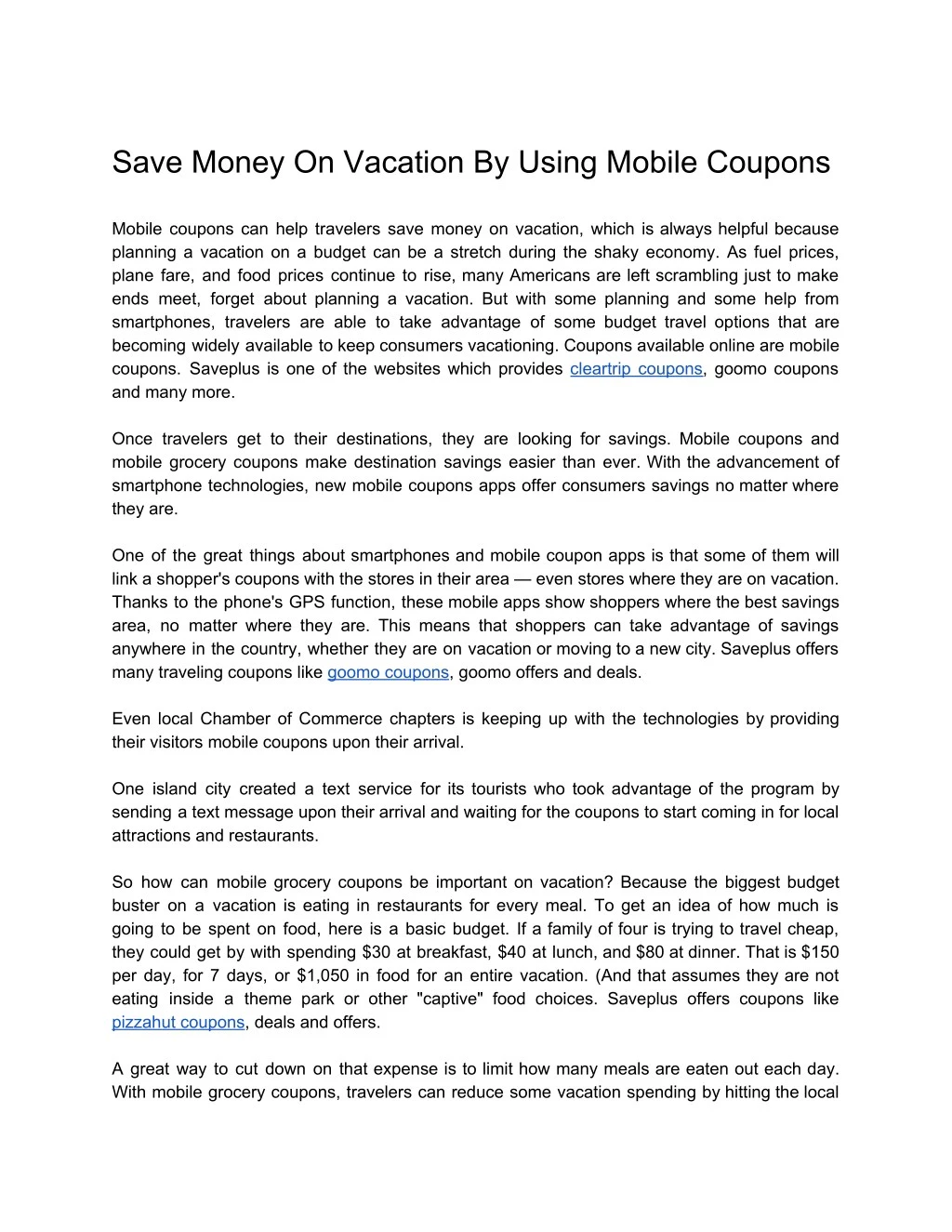 save money on vacation by using mobile coupons