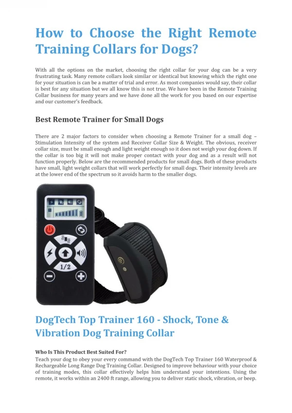 How to Choose the Right Remote Training Collars for Dogs?